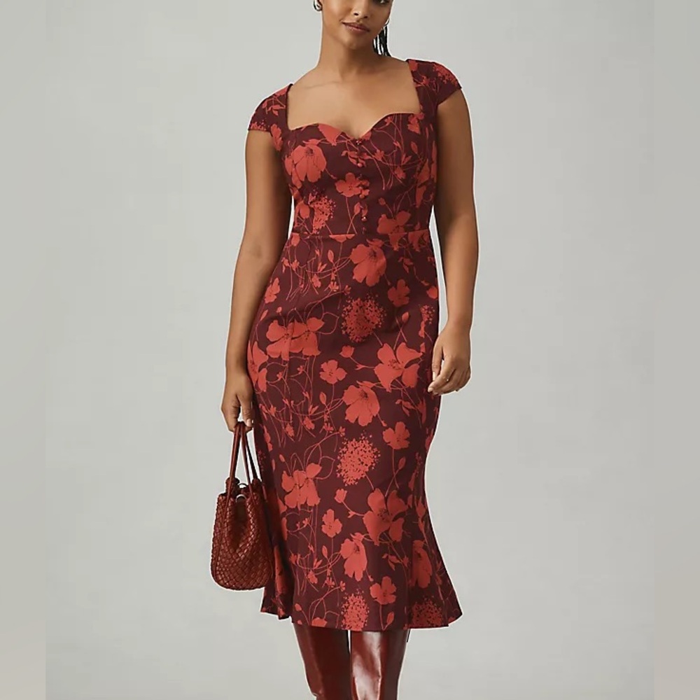 Anthropologie The Cecily Fit & Flare Sweetheart Dress by Maeve size XS